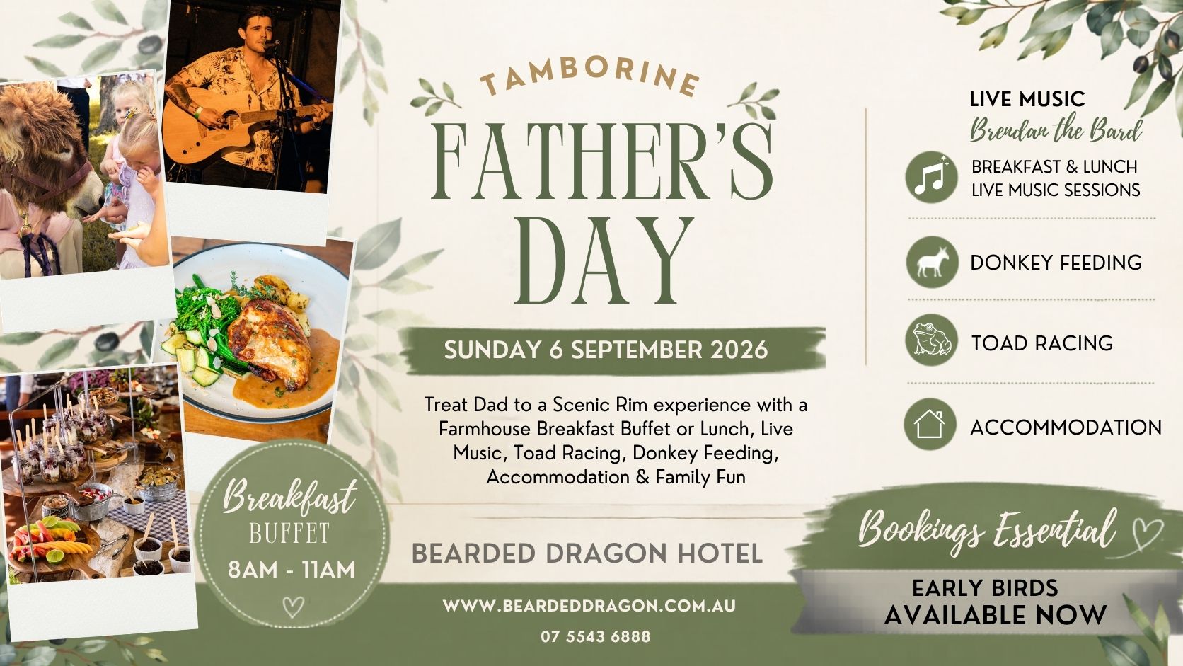 Father's Day family day out at Bearded Dragon Hotel Tamborine Scenic Rim Queensland