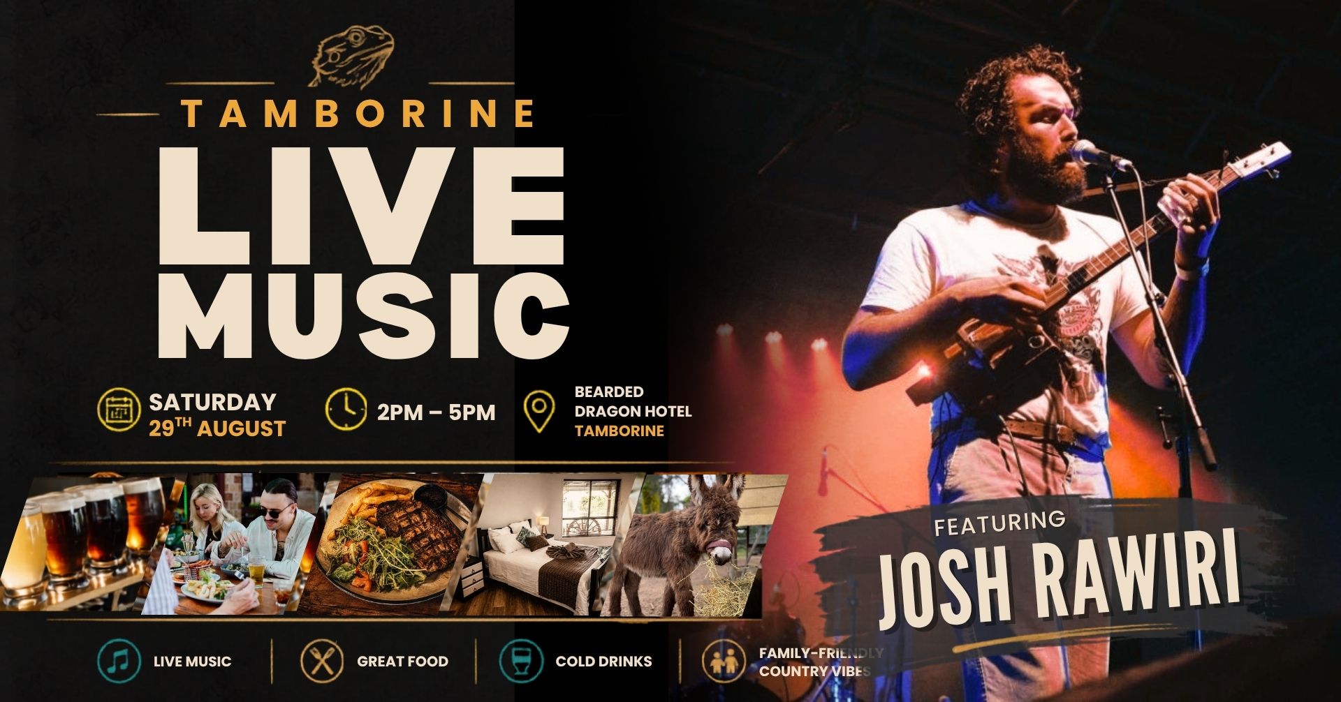 Josh Rawiri live music at Bearded Dragon Hotel Tamborine